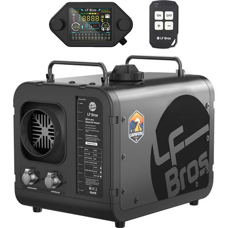 Réchauffeur D'air Diesel 5KW, Version Plateau 12V/220V Chauffage Diesel de Stationnement, Chauffage Portable avec Minuterie Interrupteur LCD pour Camping, Tente, Bateau (Noir) (1/5)
