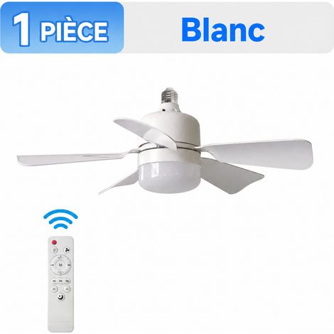 Ventilateur de plafond LED E27 30W 40cm 5 pales carrées blanches avec télécommande 30w blanc 5 15 × 15 × 25 cm 600 g – Livraison gratuite