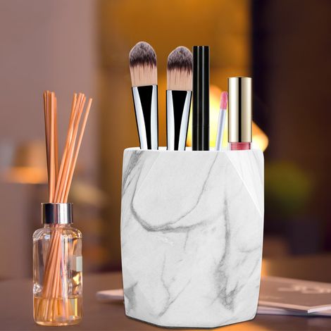 Boîte de rangement pour maquillage effet marbré, étui à maquillage en résine, porte-extension (grand modèle) (1/5)