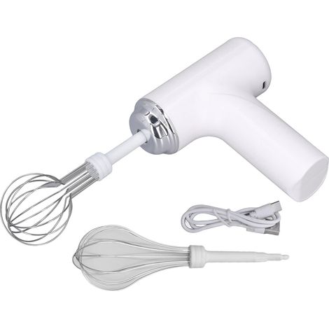 Batteur à œufs sans fil, mixeur à main portable pour crème et vinaigrette, couleur blanc (1/5)