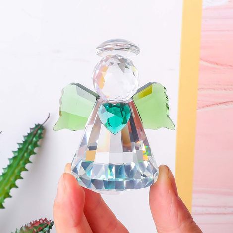 Figurine En Cristal - Angel Ou Coeur - Décor Intérieur Maison Bureau - Ornement De Bureau Fenêtre - 1 Pièce (1/4)