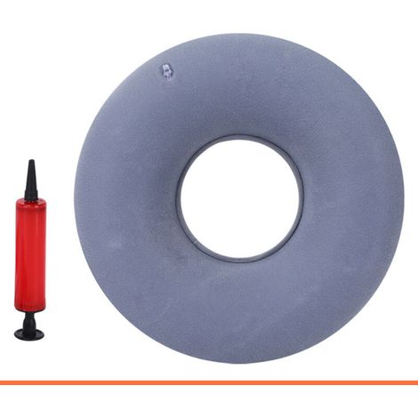 Cojín inflable de poliéster (gris) para hemorroides, dolor de coxis y embarazo. -Crezuo