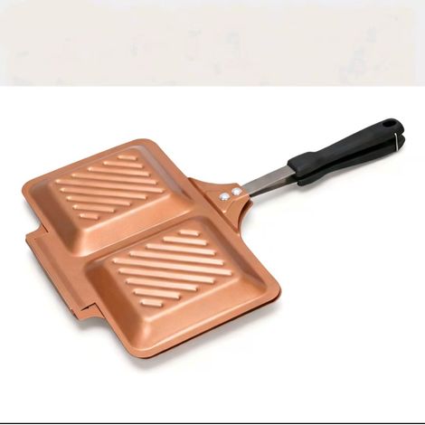 Machine à sandwich antiadhésive grillée avec plaque de cuisson double face, pour cuisine carrée, facile à nettoyer et rapide à cuisiner (or)