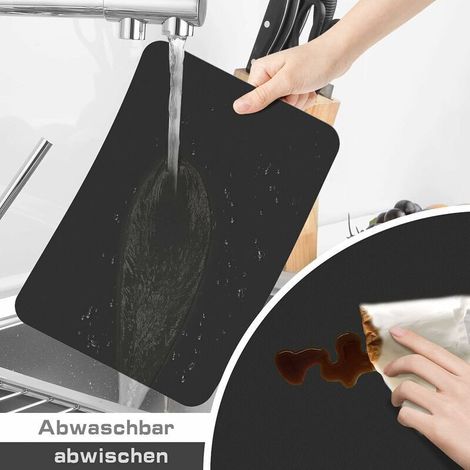 Lot de 4 Sets de Table, Sets de Table Lavable imperméables 42 × 30cm Cuisine Salle à Restaurant PVC Set de Table Antidérapant Chaleur Résiste,Noir (1/3)