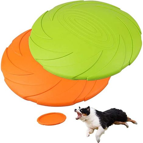 Lot de 2 frisbees pour chien - Vert moyen (18 cm) + Orange moyen (18 cm) (1/5)