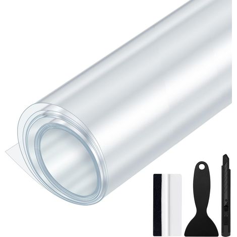 300cm x 30cm Film de Protection de Peinture Covering Transparent de Voiture Film Autocollant Adhésif pour Voiture Intérieure/Extérieure, Moto, Vélo (Transparent, 300cm x 30cm) (1/5)