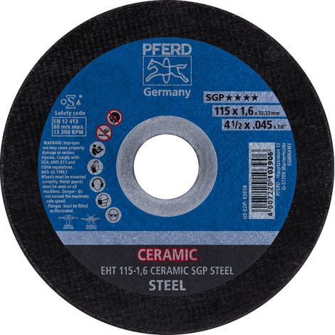 PFERD TOOLS Trennscheibe EHT 115x1,6x22,23 mm gerade CERAMIC Speziallinie SGP STEEL für Stahl 25 Stk