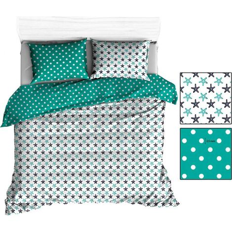 Funda de almohada 50x60 R140 blanco turquesa lunares estrella de mar 73N 205N
