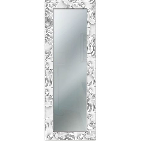Lupia - Specchio da Parete Moderno MIRROR FANTASY CALLE WHITE 44x127 cm, Cornice Stampata in Legno, Ideale per Camera da Letto, Ingresso e Soggiorno, Vetro Cristallo Riflettente, tema floreale (1/4)