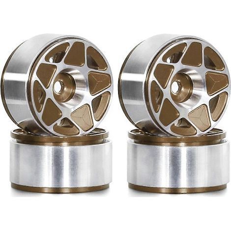 Jante de roue Beadlock en métal pour voiture RC Crawler 1/24, marron (1/5)