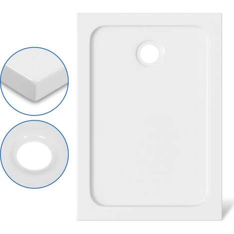 TolleTour Receveur de douche extra-plat 100 x 70 cm rectangulaire blanc avec évacuation Ø 90 mm noire (1/5)