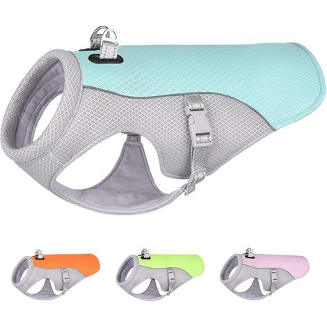 Gilet rafraîchissant pour chiens de taille moyenne à grande - Veste rafraîchissante pour activités extérieures - Vert - Bleu - Taille 3XL (1/5)