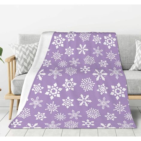 Plaid Fleece - 100 % Flanelle Anti-Peluches - Motif Flocon De Neige - Pour Canapé Lit Chaise Extérieur Voyage - 50x40 Pouces (1/5)