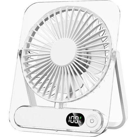 Wiederaufladbarer, tragbarer USB-Tischventilator mit 5 Geschwindigkeitsstufen, ultraleisem LED-Display und 180° verstellbarem Drehwinkel, für Schlafzimmer, Büro und Zuhause (1/5)