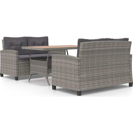 Maison Exclusive - Set Pranzo da Giardino 3 pz Polyrattan e Legno Massello Acacia (1/5)