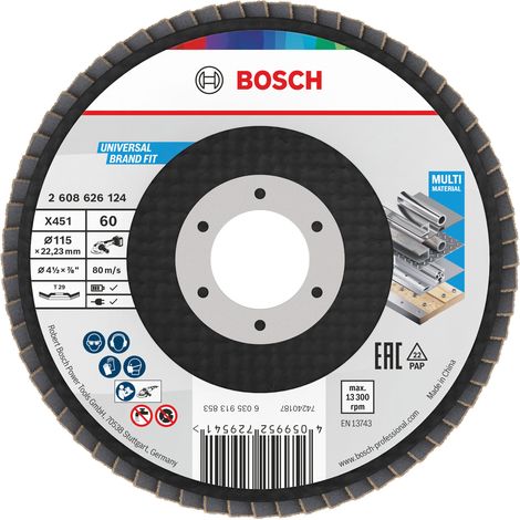 Bosch Flaps discs X451 Flap Disc 115 x 22.23 mm G60 T29 15 pcs 2608626168