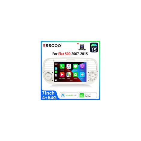 Autoradio Android 15 pour Fiat 500 (2007–2015) Écran Tactile 7 Pouces CarPlay sans Fil et Android Auto Blanc - 4+64G CAM (1/5)