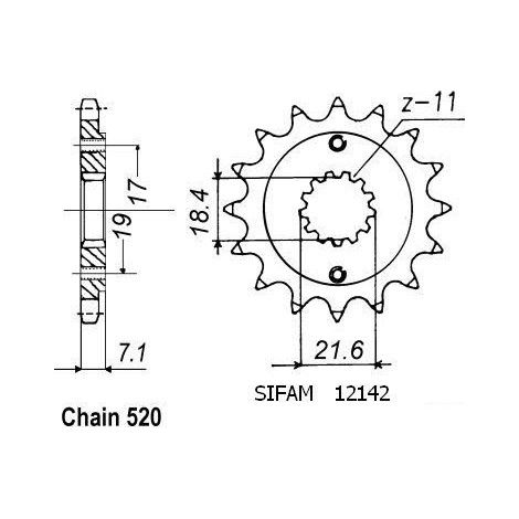 Pignon Xr 250 R 1996-2001 - 520 - 13 Dents - Similaire JTF1321