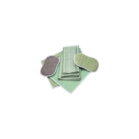 Set mit 6 Bambus-Mikrofasertüchern, zum Reinigen und Polieren aller glatten und empfindlichen Oberflächen, 2 Tücher, 2 Polierpads, 2 Schwämme (1/5)