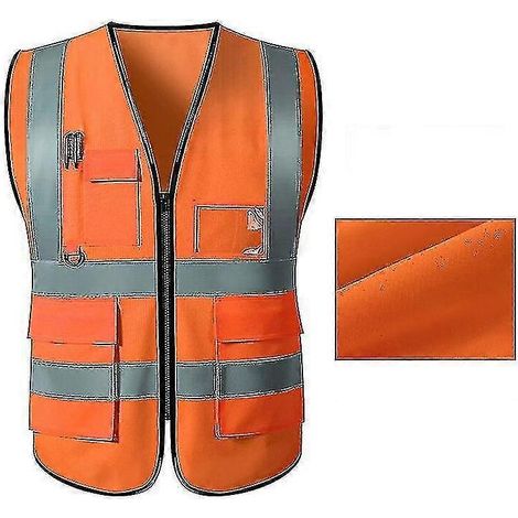 Gilet de sécurité réfléchissant, couleur vive, multipoches, compatible avec les mineurs de charbon, respirant. (1/4)