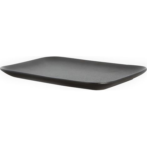 Assiette plate en porcelaine de couleur noire 1,5 x 14 x 20 cm (1/3)