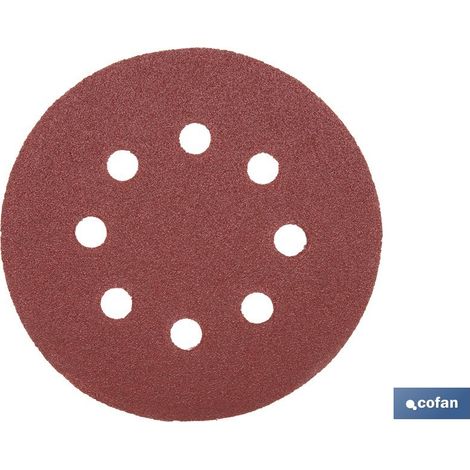 Pack de 5 disques de ponçage pour ponceuse orbitale 8 trous Ø125 mm G 80 (1/4)