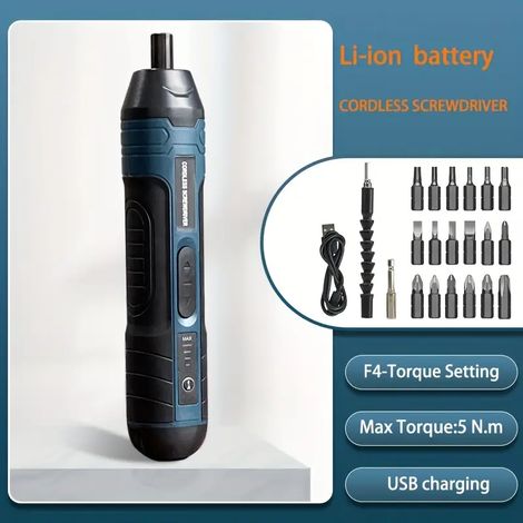 Tournevis sans fil avec batterie au lithium 3,6 V, kit de tournevis électrique sans fil, tournevis électrique (1/5)