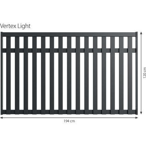 Minka Zaunserie Vertex Light 194 x 120cm Aluminium Gartenzaun in Anthrazit