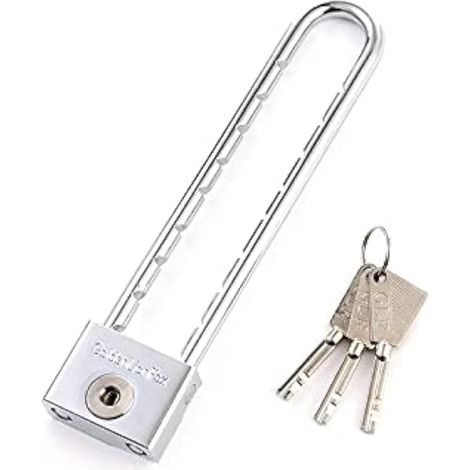 Cadenas à Anse Longue Avec Cadenas En Acier Laminé Imperméable à L'eau Pour Porte, Armoire, Longue Poutre200mm (1/5)