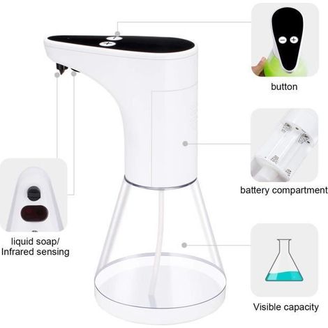 Distributeur de savon - Automatique - ABS transparent - 520 ml - Capteur de mouvement sans contact (1/4)