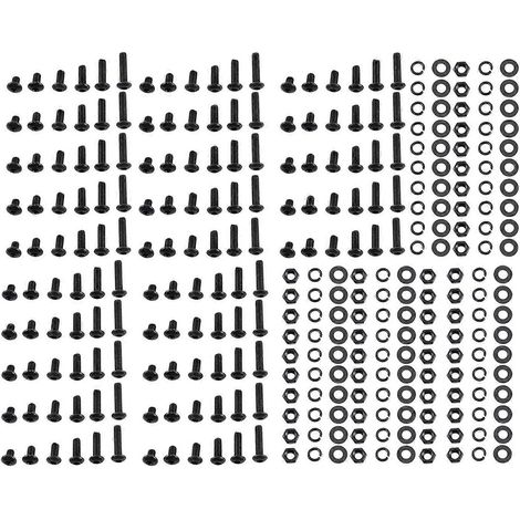 Sortiment an M3-Innensechskantschrauben aus schwarzem legiertem Stahl, Schrauben, Muttern und Unterlegscheiben (Knopfkopf)