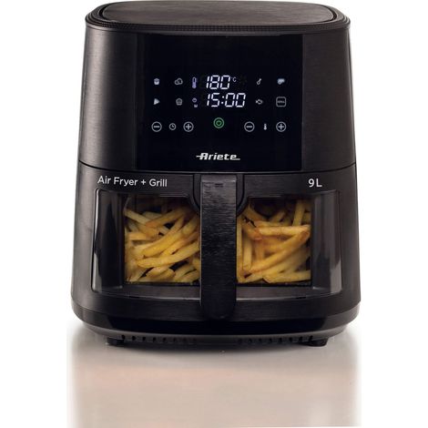 Ariete 4630 Friggitrice ad aria 9L, 1500 W, Capacità 9L, Capacità di cottura 2,5kg, 8 programmi preimpostati, Temperatura fino a 200°, Cestello trasparente per controllo cottura, Nero (1/5)