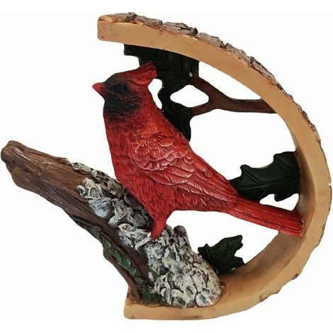 Décoration de cour de jardin, statue d'oiseau en résine (ornement cardinal), Ensoleillé (1/4)