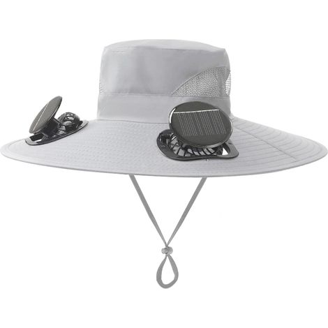 Cappello da sole Toivize in nylon grigio chiaro, 12 cm, con doppia ventola ricaricabile tramite USB. (1/5)