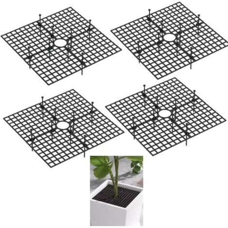 BUNTHAUS Lot de 4 cache-pots de fleurs de 30 cm avec découpe centrale pour plantes (noir) (1/5)