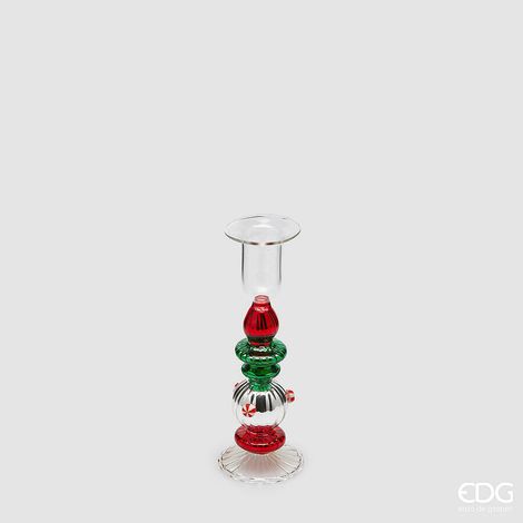 EDG Enzo De Gasperi Portacandela Strati di Natale  H 15,5 Cm D 5 Cm Green Red