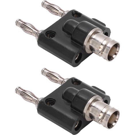 Lot de 2 adaptateurs fiche banane 4mm J.20022, connecteur BNC femelle vers double rangée banane, prise jack test, cosse dorée. (1/5)