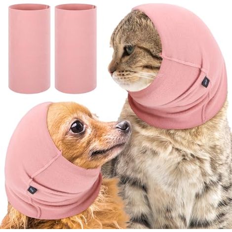 [JAMAIS UTILISÉ]Wanmu Lot de 2 cache-oreilles silencieuses pour chiens et chats, couvre-oreilles de chien, aide apaisante pour soulager l'anxiété, bande apaisante originale pour chiens et chats, toile (1/5)