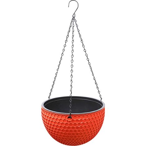 Panier Suspendu - Pot Rond en Plastique avec Drainage et Chaîne de Suspension - Pour Intérieur et Extérieur - 1 Pièce (1/5)