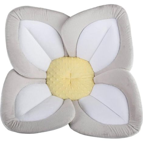 Coussin de bain bébé doux et confortable, tissu gai et décontracté, siège de bain en maille à motif floral, 80 cm, gris (1/5)