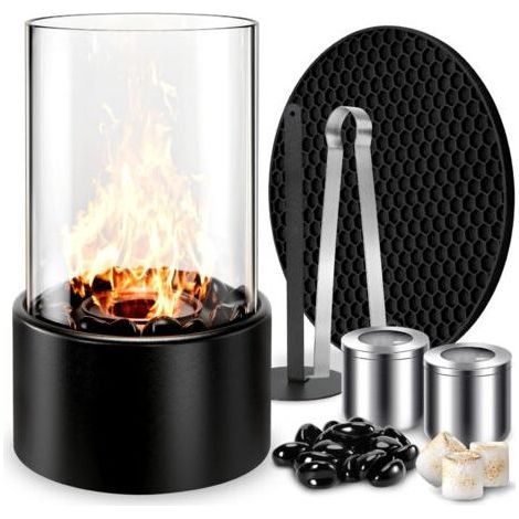 Cheminée au bioéthanol, cheminée de table à l'éthanol, cheminée de table, cheminée de table portable, poêle d'extérieur, cadeau, rond et autonome, combustion propre, pas de cheminée (1/5)