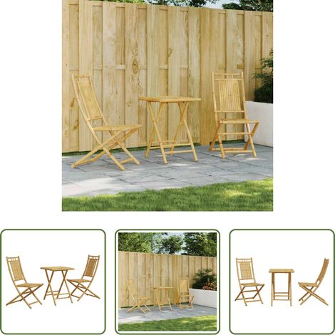 vidaXL Meubles de jardin - Ensemble de bistro 3 pcs bambou (1/5)