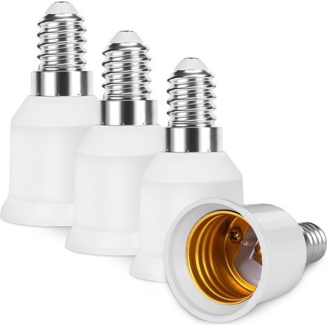 Set of 4 E14 to E27 Adapters, Fire-Retardant Plastic, 60W Max, For LED Bulbs (1/5)