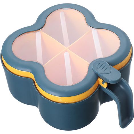 Boîte de rangement pour épices 4 en 1 en ABS, comprenant sel et poivre, 4 compartiments vides et un distributeur d'épices pratique pour poivre, sel et sucre. (1/5)