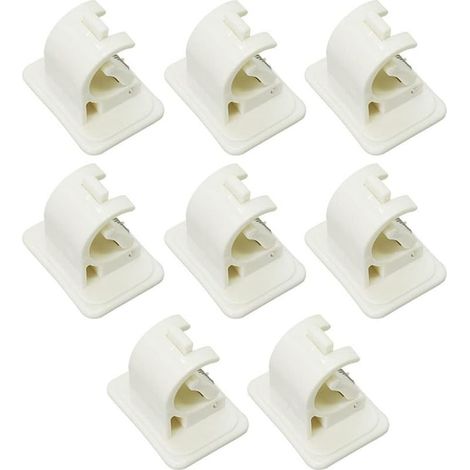Lot de 8 Crochets Autocollants pour Tringle à Rideaux,Barres de Vitrage, Auto-AdhéSif Sans Perçage Tringle à Rideau Support pour Serviettes, Rideaux, Manteaux, Blanc (1/5)