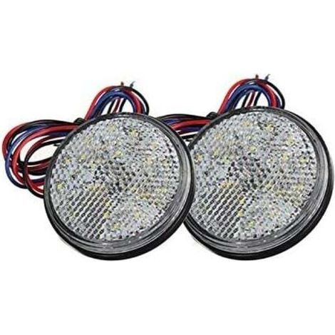 Feux de Remorque LED. 12V Feu Arriere pour Remorque 2PCS remorque Voiture Feu de Freinage Réflecteur Rond LED Feu de Gabarit LED pour Camion de Moto Automobile (Blanc) (1/4)