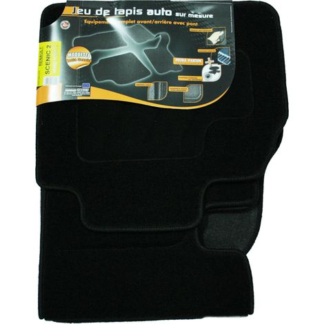 ARCOLL - 3 Tapis de sol semi-mesure pour Renault Scénic 2, noirs pour fixations d'origine (attaches non fournies) (1/2)
