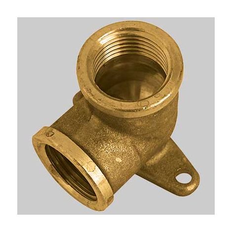 GOMITO CON FLANGIA F/F OTTONE GIALLO  1/2 x 1/2     MADE IN ITALY