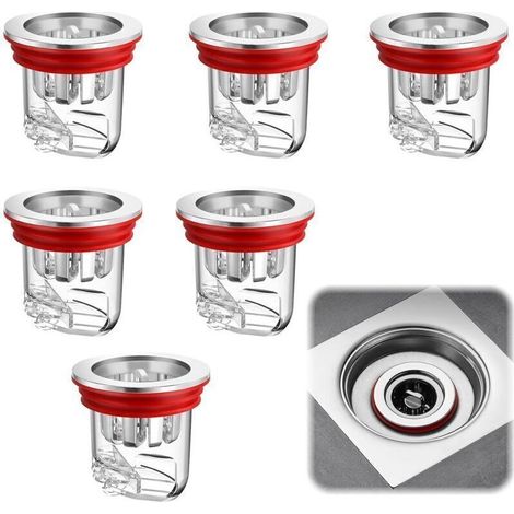 6 Pièces Siphon Douche, Bonde Douche, Clapet Anti Odeur Douche, Dispositif Anti Odeurs pour Drain de Douche et Sol, pour Balcons Cuisines Salles Bains Salles Machines Laver (1/4)
