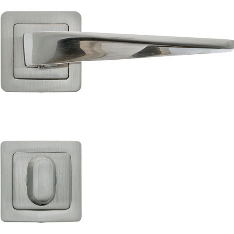 AYR Lot de 2 poignées MAXIM nickel satiné + 2 rosaces condamnation nickel satiné (1/4)